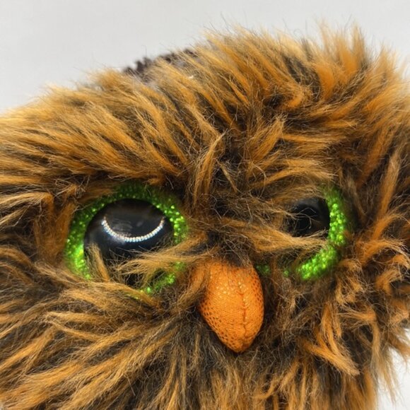 Ty Beanie Boo Midnight Owl 6” Glitter Eyes Plush Stuffed  Black Orange Bird - Picture 2 of 8